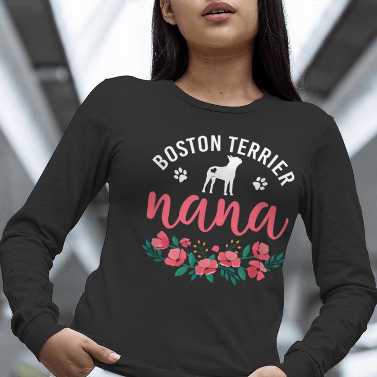 Boston Terrier Grandma Nana Dog Lover Christmas Women Long Sleeve T-Shirt, Boston Terrier Christmas Shirts, funny gift
