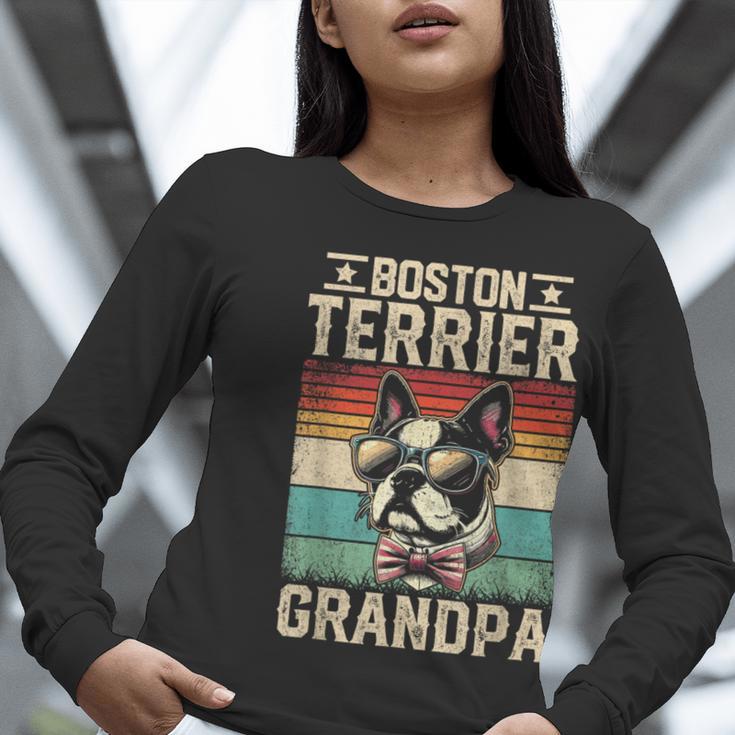 Boston Terrier Grandpa Dog Lover Father's Day Women Long Sleeve T-Shirt, funny gift