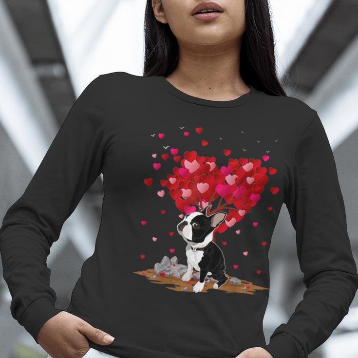 Boston Terrier Lover Heart Shape Boston Terrier Valentine Women Long Sleeve T-Shirt, funny gift