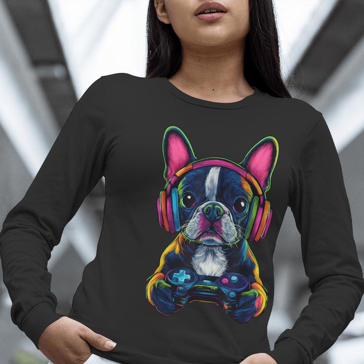 Boston Terrier Lovers Gaming Headphones Boston Terrier Women Long Sleeve T-Shirt, funny gift