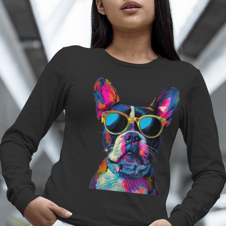 Boston Terrier Lovers Pop Art Boston Terrier Women Long Sleeve T-Shirt, funny gift