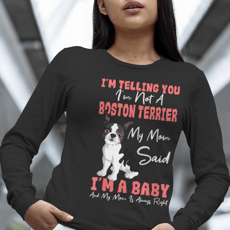 Boston Terrier Mom American Gentleman Dog Lover Mother's Day Women Long Sleeve T-Shirt, Boston Terrier Mom Shirts, American Boston Terrier Shirts, funny gift
