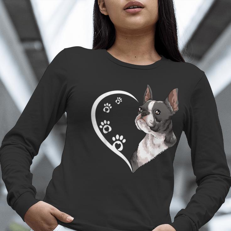 Boston Terrier Shirts For Women Girls Kids Heart Cute Women Long Sleeve T-Shirt, funny gift