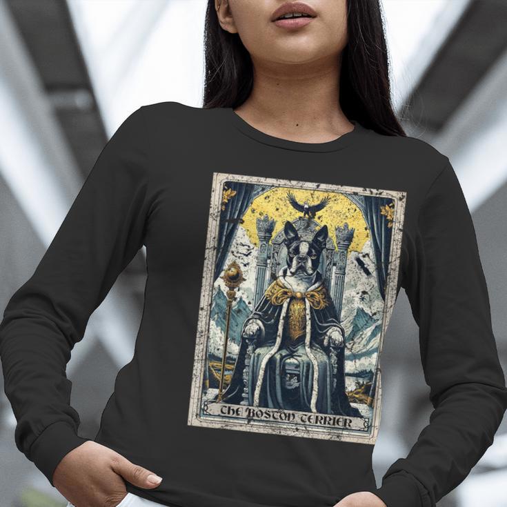 Boston Terrier Tarot Card Dog Women Long Sleeve T-Shirt, Boston Terrier Tarot Shirts, funny gift
