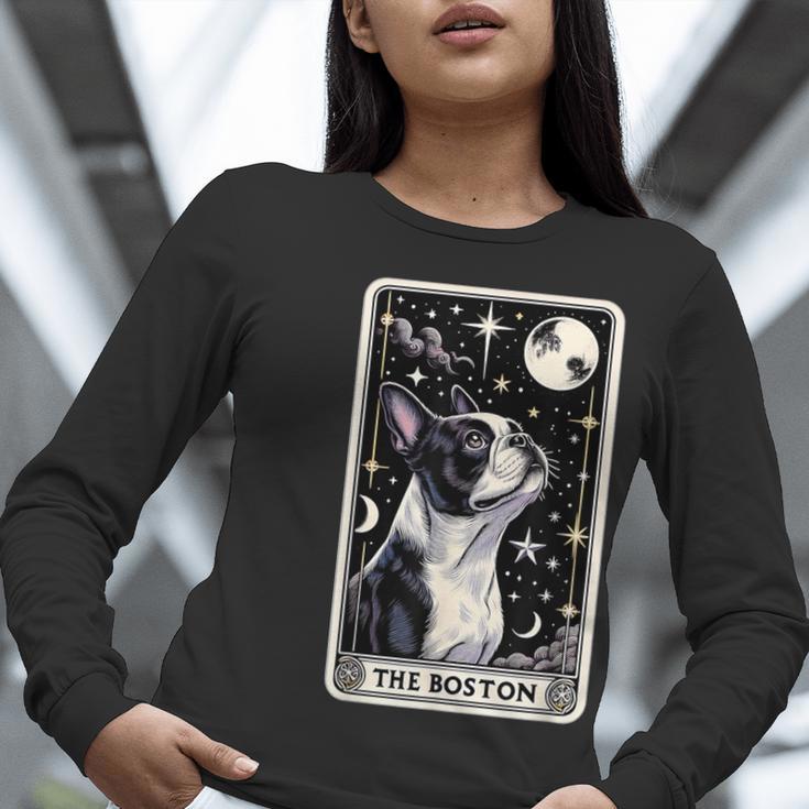 Boston Terrier Tarot Card Star With The Moon Men Women Kids Women Long Sleeve T-Shirt, Boston Terrier Tarot Shirts, funny gift