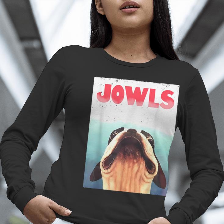Boston Terriers Jowls Dog Mom Dog Dad Women Long Sleeve T-Shirt, funny gift