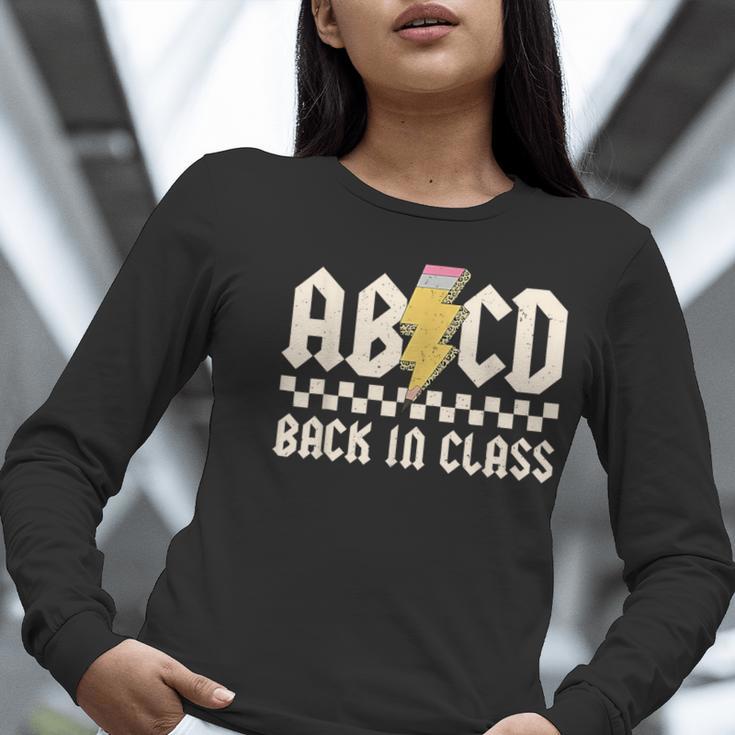 Boys Girls Teachers Rock Back To School ABCD Back In Class Women Long Sleeve T-Shirt, funny gift