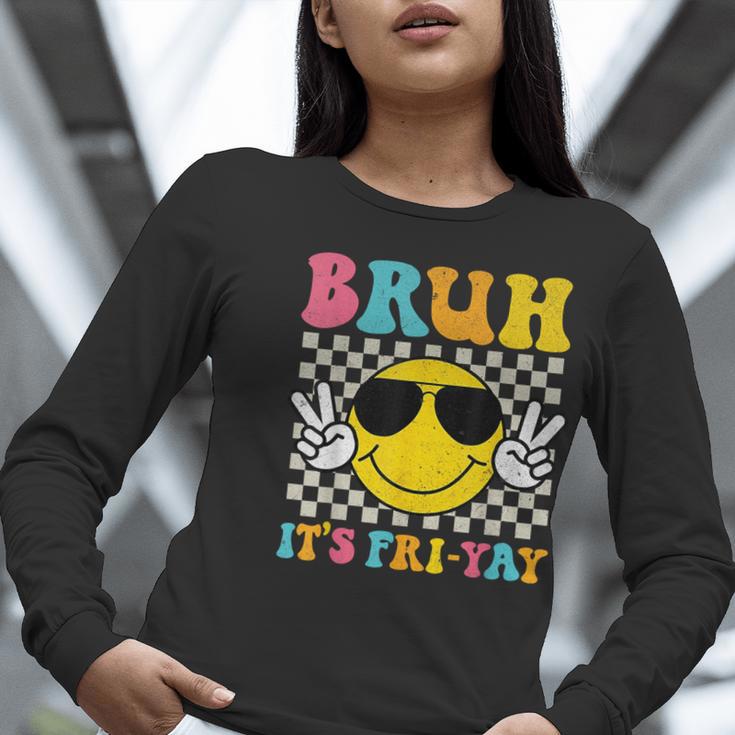 Bruh It's Fri-Yay Friday Weekend Smile Face Teacher Student Women Long Sleeve T-Shirt, funny gift Bruh It's Fri-Yay Friday Weekend Smile Face Teacher Student Women Long Sleeve T-Shirt, funny gift