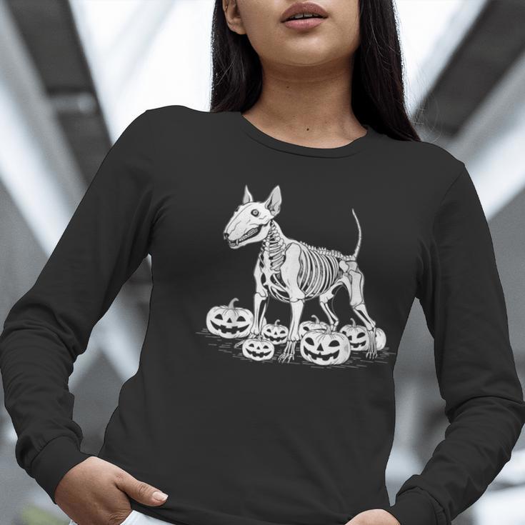 Bull Terrier Skeleton Birthday Halloween Kids Women Long Sleeve T-Shirt, funny gift