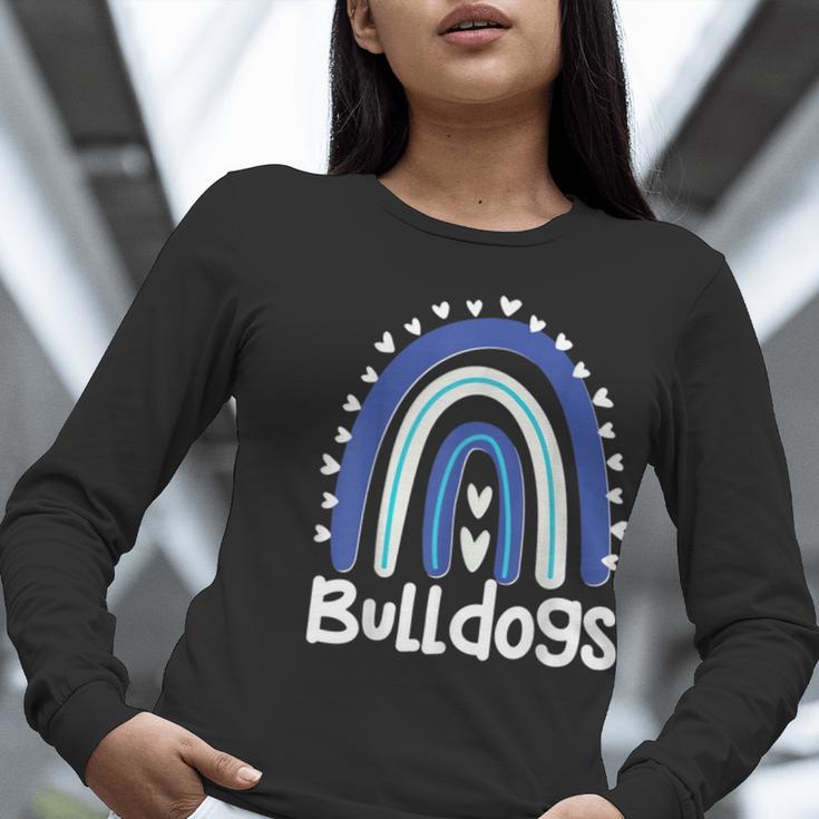 Bulldogs School Mascot Rainbow Teacher Lover Women Long Sleeve T-Shirt, funny gift