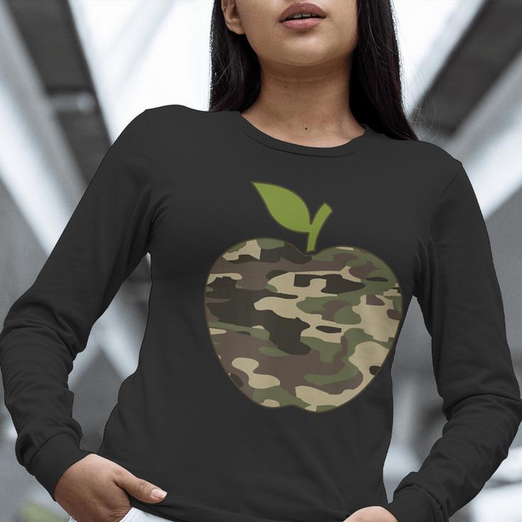 Camo Apple Camouflage Clothing School Student Camo Teacher Men Women Kids Women Long Sleeve T-Shirt, funny gift