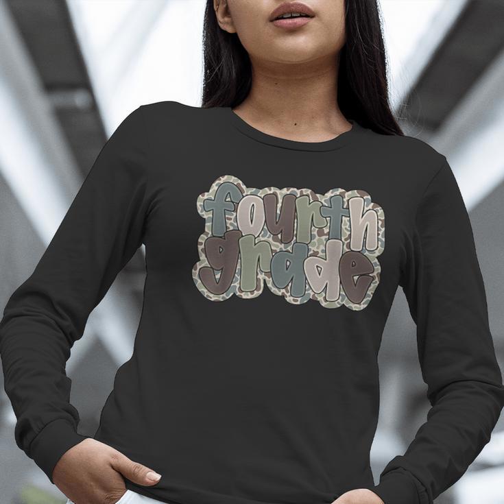 Camo Team 4th Grade Squad Back To School Teacher Kids Boys Women Long Sleeve T-Shirt, 4th Grade Teacher Shirts, funny gift