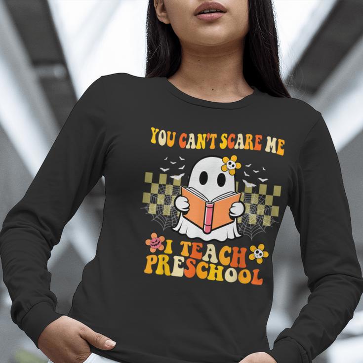 You Can't Scare Me I Teach Preschool Ghost Halloween Teacher Women Long Sleeve T-Shirt, funny gift You Can't Scare Me I Teach Preschool Ghost Halloween Teacher Women Long Sleeve T-Shirt, funny gift