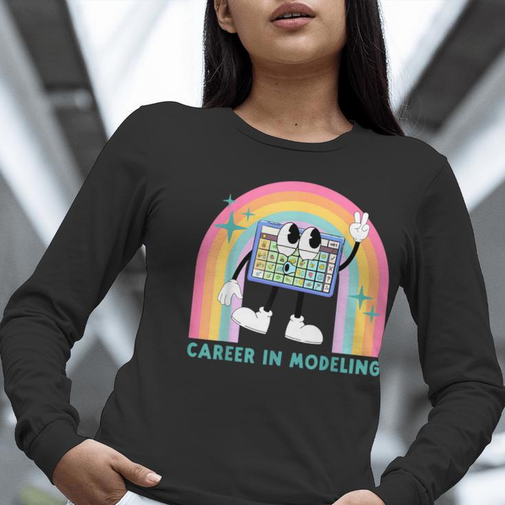 Career In Modeling AAC Teacher SLP SPED Communication Autism Women Long Sleeve T-Shirt, funny gift Career In Modeling AAC Teacher SLP SPED Communication Autism Women Long Sleeve T-Shirt, funny gift