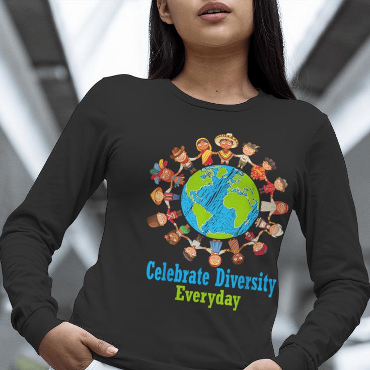 Celebrate Diversity Everyday Teachers & School Student Gift Women Long Sleeve T-Shirt, funny gift