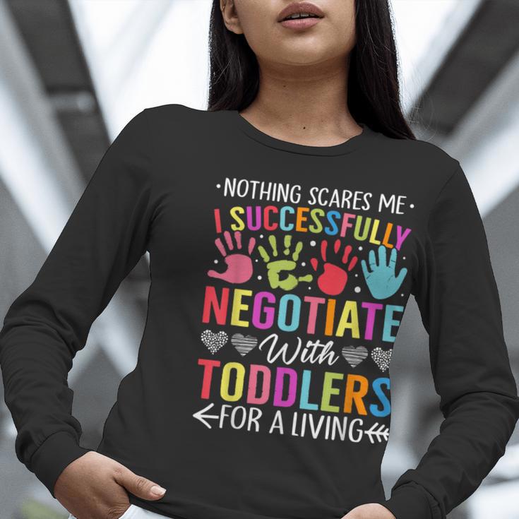 Childcare Teacher Negotiate With Toddlers Daycare Provider Men Women Girls Kids Women Long Sleeve T-Shirt, funny gift