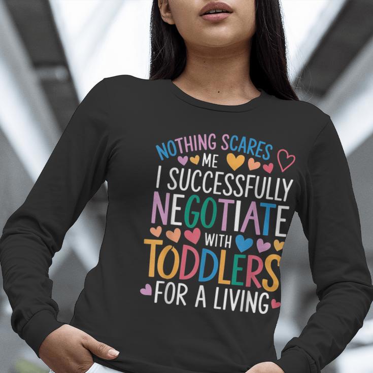 Childcare Teacher Negotiate With Toddlers Daycare Provider Women Long Sleeve T-Shirt, funny gift