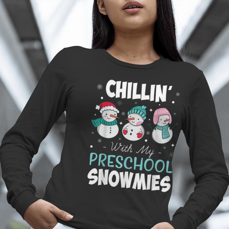 Chillin' With My Preschool Snowmies Teacher Christmas Men Women Kids Women Long Sleeve T-Shirt, funny gift Chillin' With My Preschool Snowmies Teacher Christmas Men Women Kids Women Long Sleeve T-Shirt, funny gift