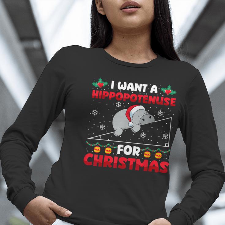 Christmas Math Teacher Hippopotenuse Math Lovers Xmas Women Long Sleeve T-Shirt, funny gift Christmas Math Teacher Hippopotenuse Math Lovers Xmas Women Long Sleeve T-Shirt, funny gift
