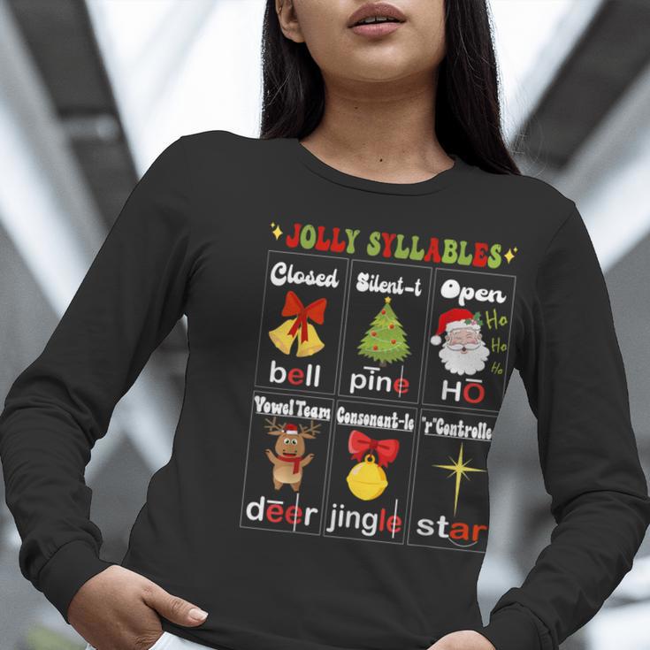 Christmas Reading Teacher Syllable Types Reading Teacher Women Long Sleeve T-Shirt, funny gift