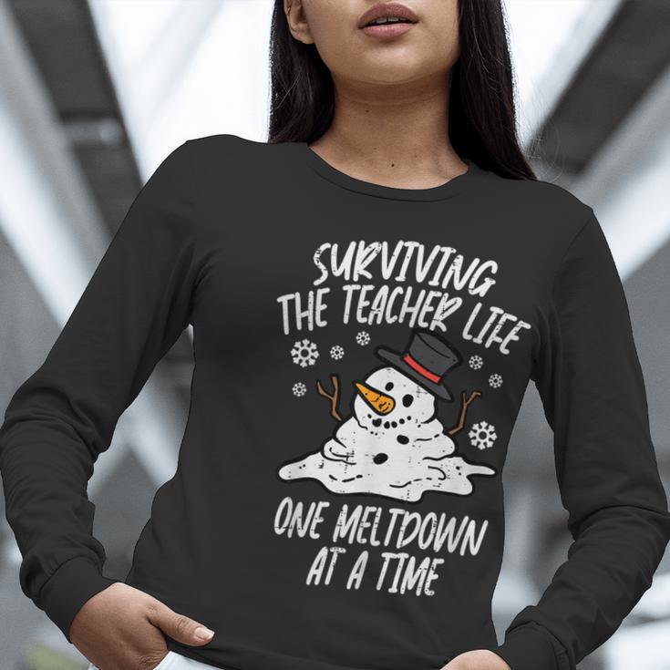 Christmas Surviving Teacher Life Meltdown Xmas Women Men Women Long Sleeve T-Shirt, funny gift