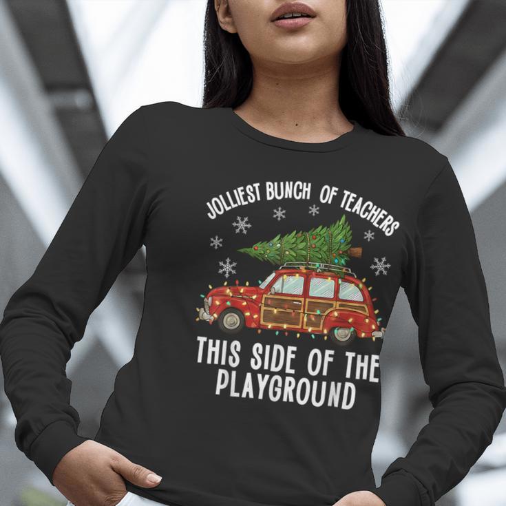 Christmas Teacher Squad Festive Car Tree Lights Xmas Women Long Sleeve T-Shirt, funny gift