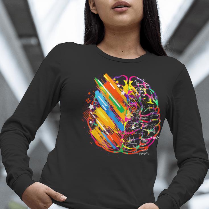 Colorful Brain Art Teacher Artist Painter Student Women Long Sleeve T-Shirt, funny gift