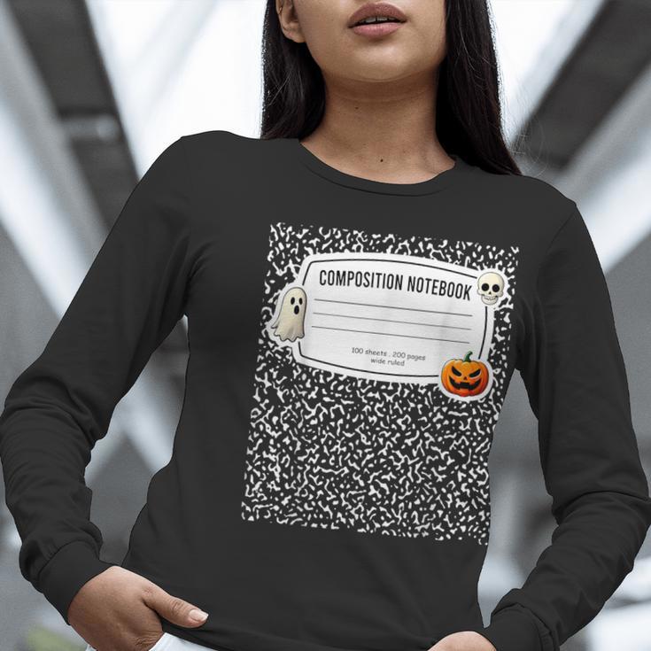 Composition Notebook Costume Adult Halloween For Teachers Women Long Sleeve T-Shirt, funny gift