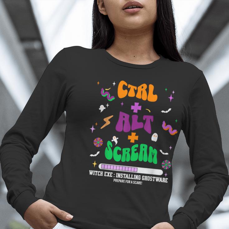 Computer Teacher Spooky Halloween Technology STEM Engineer Women Long Sleeve T-Shirt, funny gift