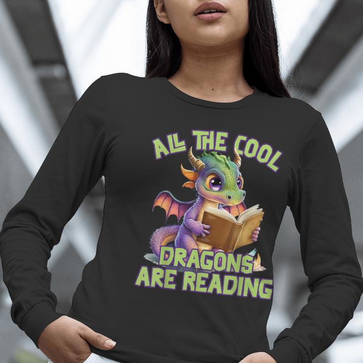 All The Cool Dragons Are Reading Dragon Teacher Women Long Sleeve T-Shirt, funny gift All The Cool Dragons Are Reading Dragon Teacher Women Long Sleeve T-Shirt, funny gift