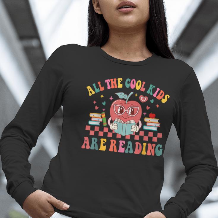 All The Cool Kids Are Reading Book Reading Teacher School Women Long Sleeve T-Shirt, funny gift