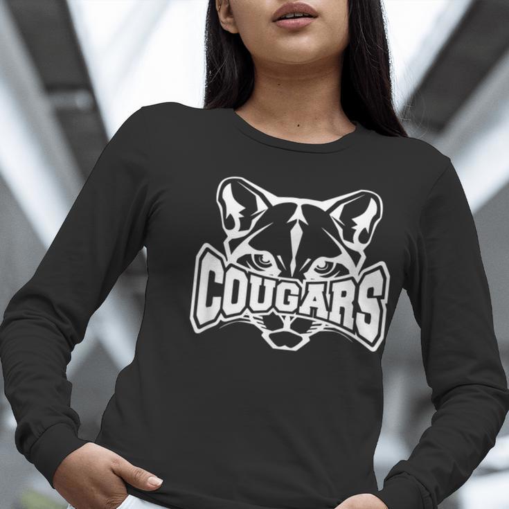 Cougars Teacher Student School Sports Fan Team Spirit Women Long Sleeve T-Shirt, funny gift