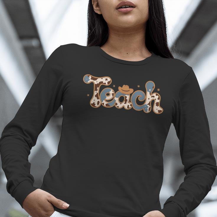 Cowhide Teacher Hat Cowboy Western Teacher Back To School Women Long Sleeve T-Shirt, funny gift Cowhide Teacher Hat Cowboy Western Teacher Back To School Women Long Sleeve T-Shirt, funny gift