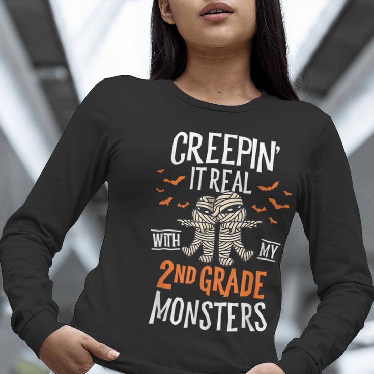 Creepin It Real With My 2nd Grade Monsters Halloween Teacher For Men Women Kids Women Long Sleeve T-Shirt, 2nd Grade Teacher Shirts, funny gift Creepin It Real With My 2nd Grade Monsters Halloween Teacher For Men Women Kids Women Long Sleeve T-Shirt, 2nd Grade Teacher Shirts, funny gift
