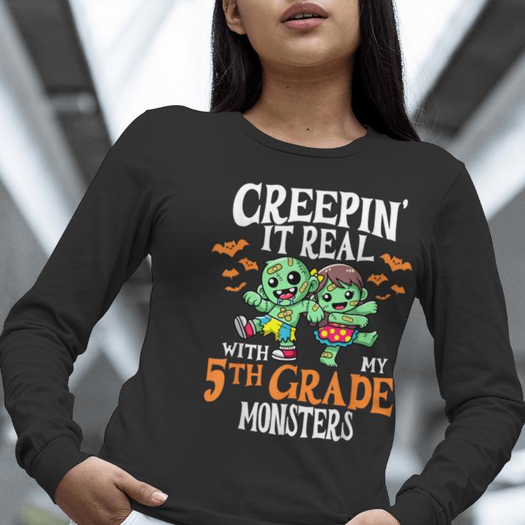 Creepin It Real Monster School 5th Grade Teacher Halloween Women Long Sleeve T-Shirt, funny gift Creepin It Real Monster School 5th Grade Teacher Halloween Women Long Sleeve T-Shirt, funny gift