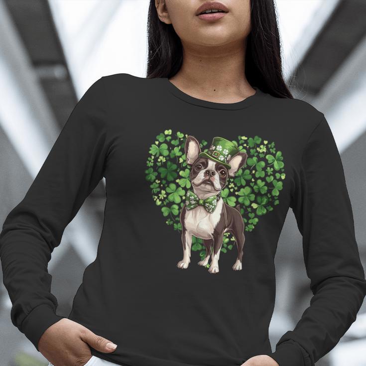 Cute Boston Terrier Shamrock St Patrick's Day Dog Lover Men Women Kids Women Long Sleeve T-Shirt, funny gift