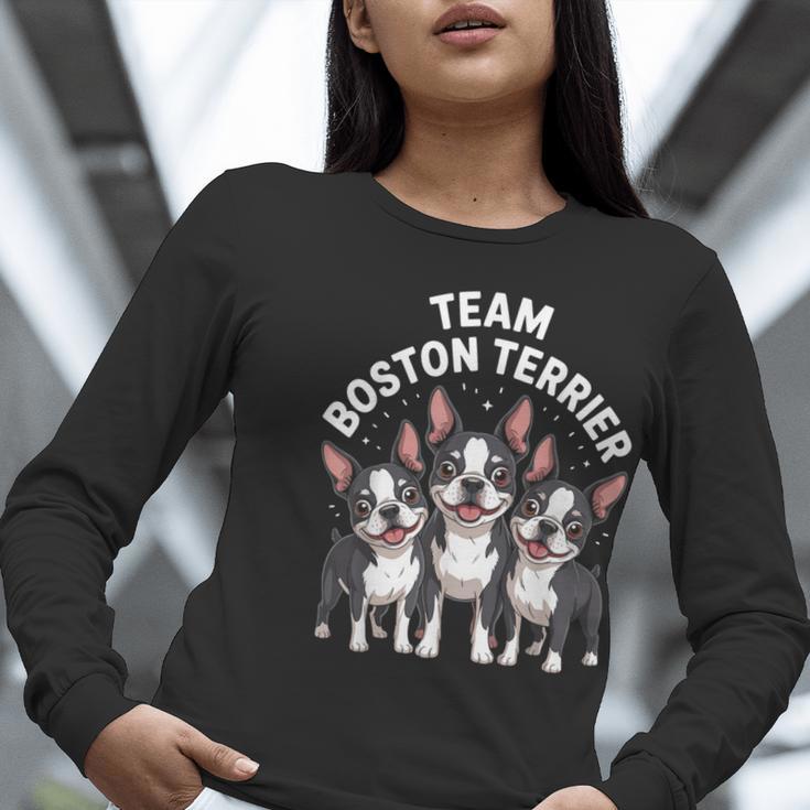 Cute Cartoon For Dog Owners Pet Team Boston Terrier Women Long Sleeve T-Shirt, funny gift