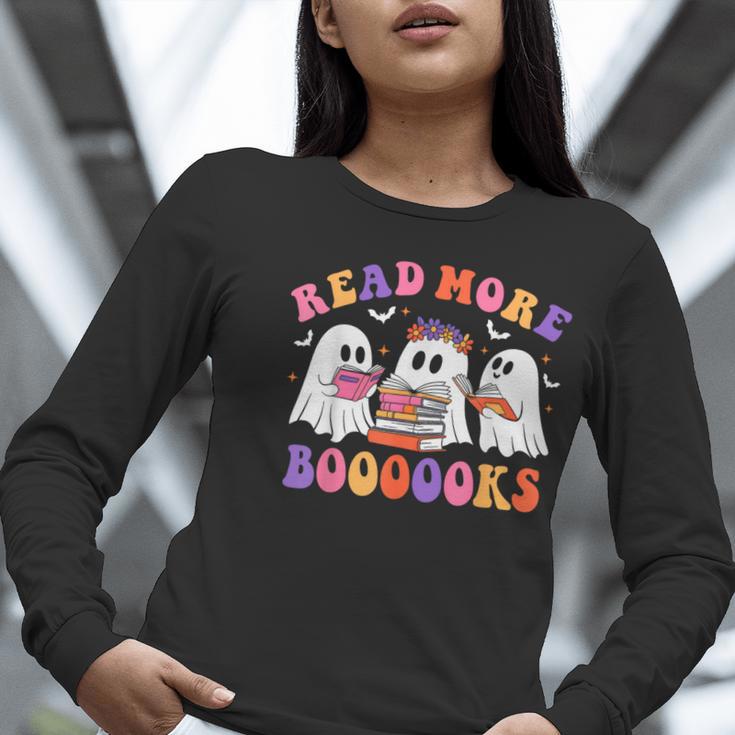 Cute Ghost Read More Books Lover Teacher Halloween Costume Women Long Sleeve T-Shirt, funny gift