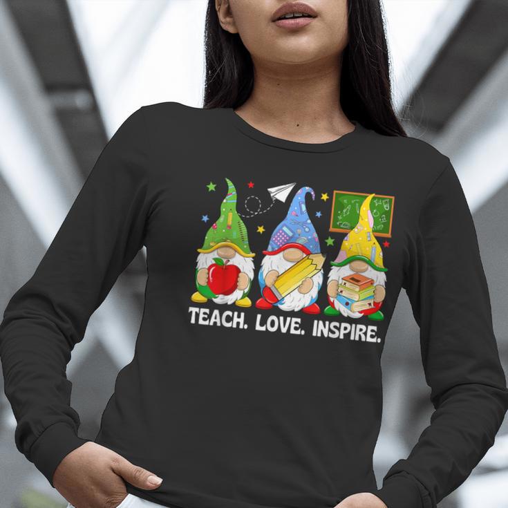 Cute Gnomes Teach Love And Inspire Back To School Teacher Women Long Sleeve T-Shirt, funny gift Cute Gnomes Teach Love And Inspire Back To School Teacher Women Long Sleeve T-Shirt, funny gift