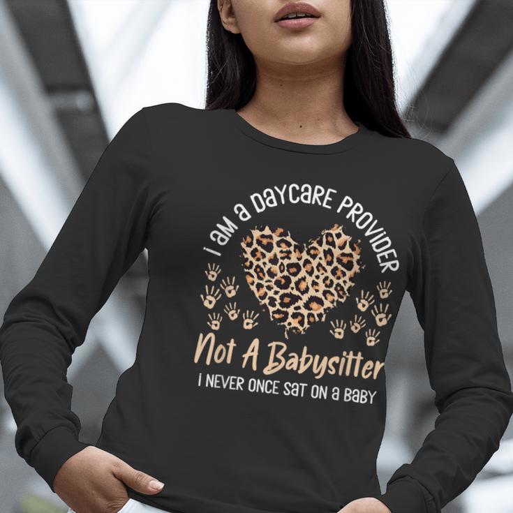 Daycare Provider Teacher Childcare Worker Leopard Heart Fun Women Long Sleeve T-Shirt, funny gift