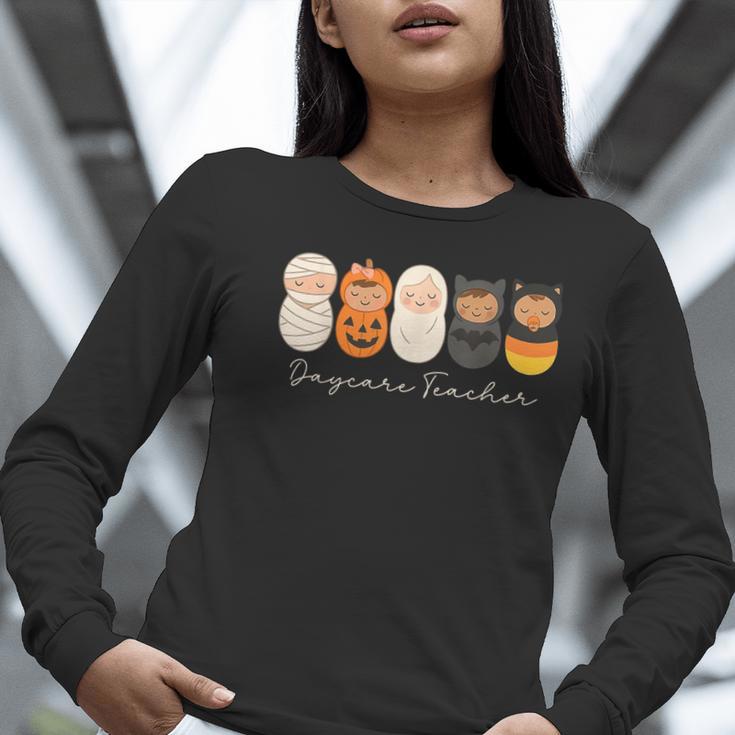 Daycare Teacher Halloween Infant Squad Spooky Childcare Fall Women Long Sleeve T-Shirt, funny gift