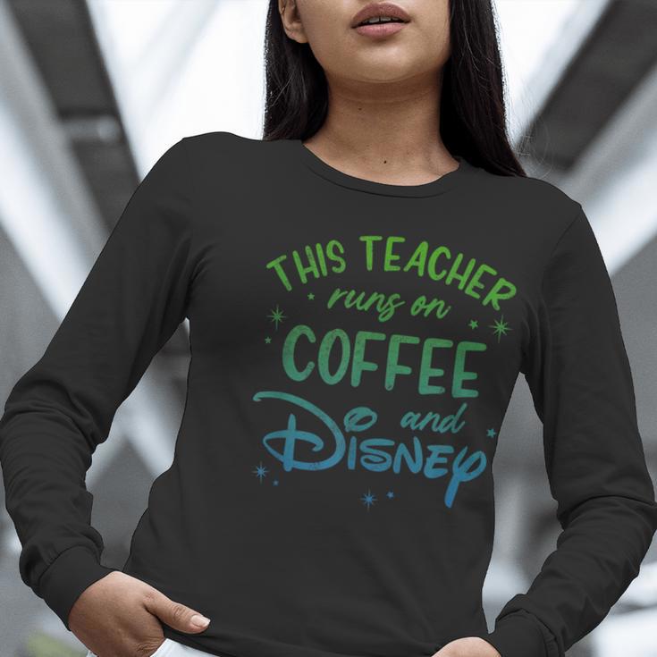 Disney This Teacher Runs On Coffee And Disney Gradient Logo Women Long Sleeve T-Shirt, funny gift Disney This Teacher Runs On Coffee And Disney Gradient Logo Women Long Sleeve T-Shirt, funny gift