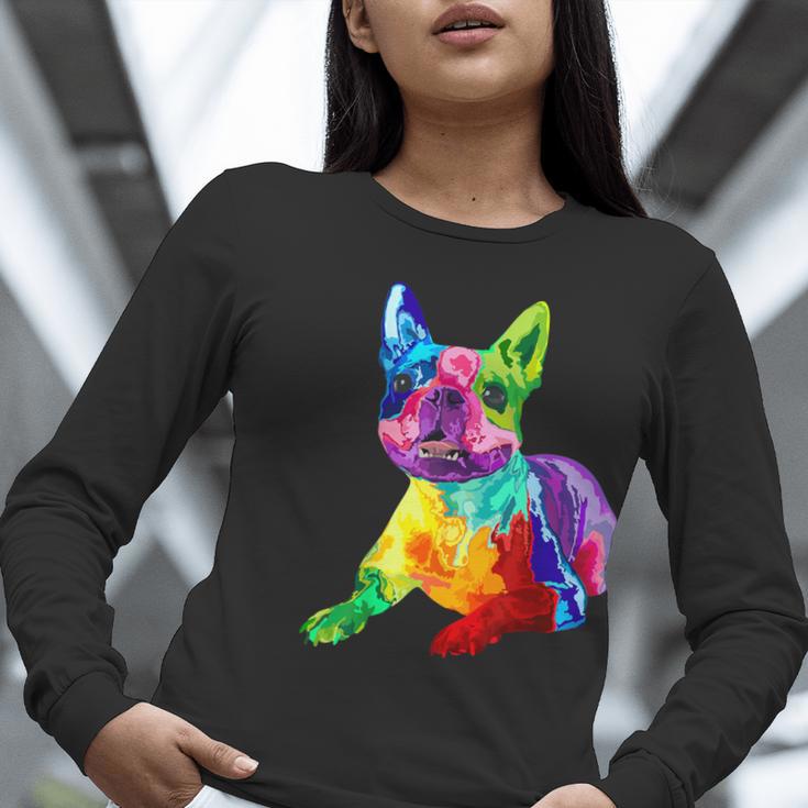 Dog Lover Boston Terrier Dog Colorful Boston Terrier Men Women Kids Women Long Sleeve T-Shirt, funny gift