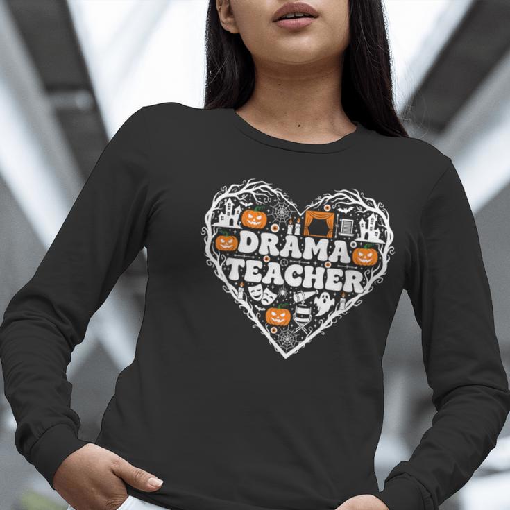 Drama Teacher Heart Pumpkin Ghost Halloween Kids Women Long Sleeve T-Shirt, funny gift Drama Teacher Heart Pumpkin Ghost Halloween Kids Women Long Sleeve T-Shirt, funny gift