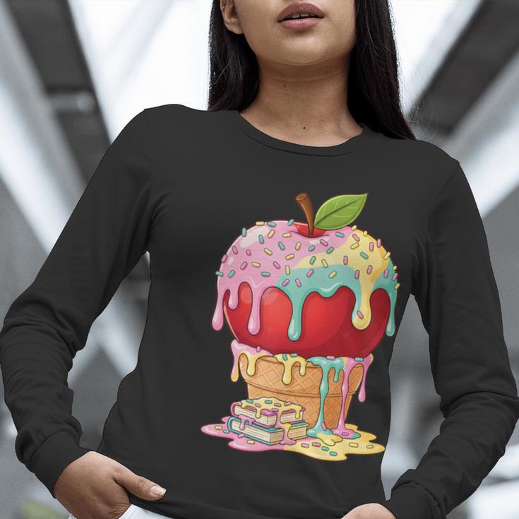 Dripping Apple Ice Cream Cone Cute Teacher Appreciation Women Long Sleeve T-Shirt, funny gift Dripping Apple Ice Cream Cone Cute Teacher Appreciation Women Long Sleeve T-Shirt, funny gift