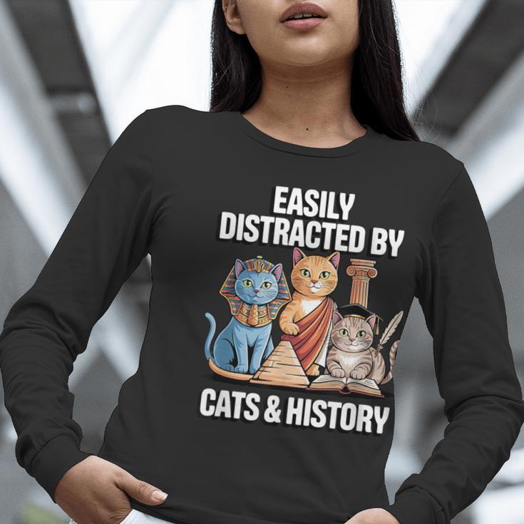 Easily Distracted By Cats & History Teacher Women Men Women Long Sleeve T-Shirt, History Teacher Shirts, funny gift Easily Distracted By Cats & History Teacher Women Men Women Long Sleeve T-Shirt, History Teacher Shirts, funny gift