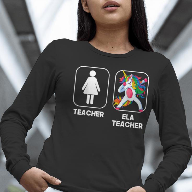 ELA Teacher Dabbing Unicorn Teacher Women Women Long Sleeve T-Shirt, funny gift