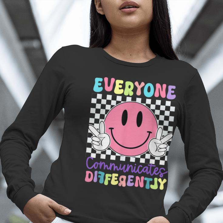 Everyone Communicates Differently Autism Awareness Teacher Women Long Sleeve T-Shirt, funny gift Everyone Communicates Differently Autism Awareness Teacher Women Long Sleeve T-Shirt, funny gift