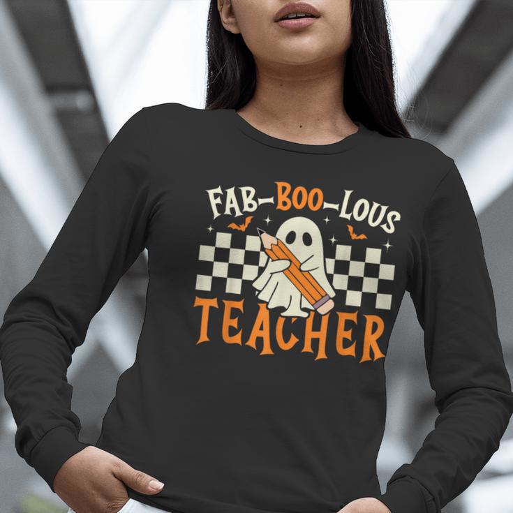 Fab Boo Lous Teacher Retro Ghost Spooky Halloween Costume Women Long Sleeve T-Shirt, funny gift Fab Boo Lous Teacher Retro Ghost Spooky Halloween Costume Women Long Sleeve T-Shirt, funny gift