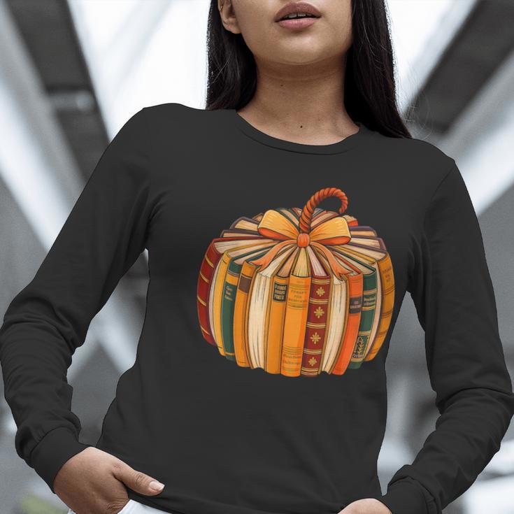 Fall Book Halloween Costume Autumn Pumpkin Teacher Kids Women Long Sleeve T-Shirt, funny gift